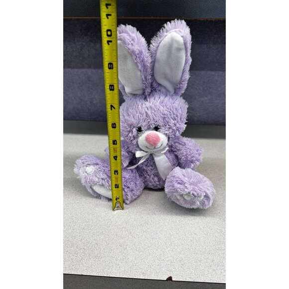 Animal Adventure Purple Bunny Pink Nose & White Ribbon 10" Plush Stuffed Animal - Picture 7 of 8